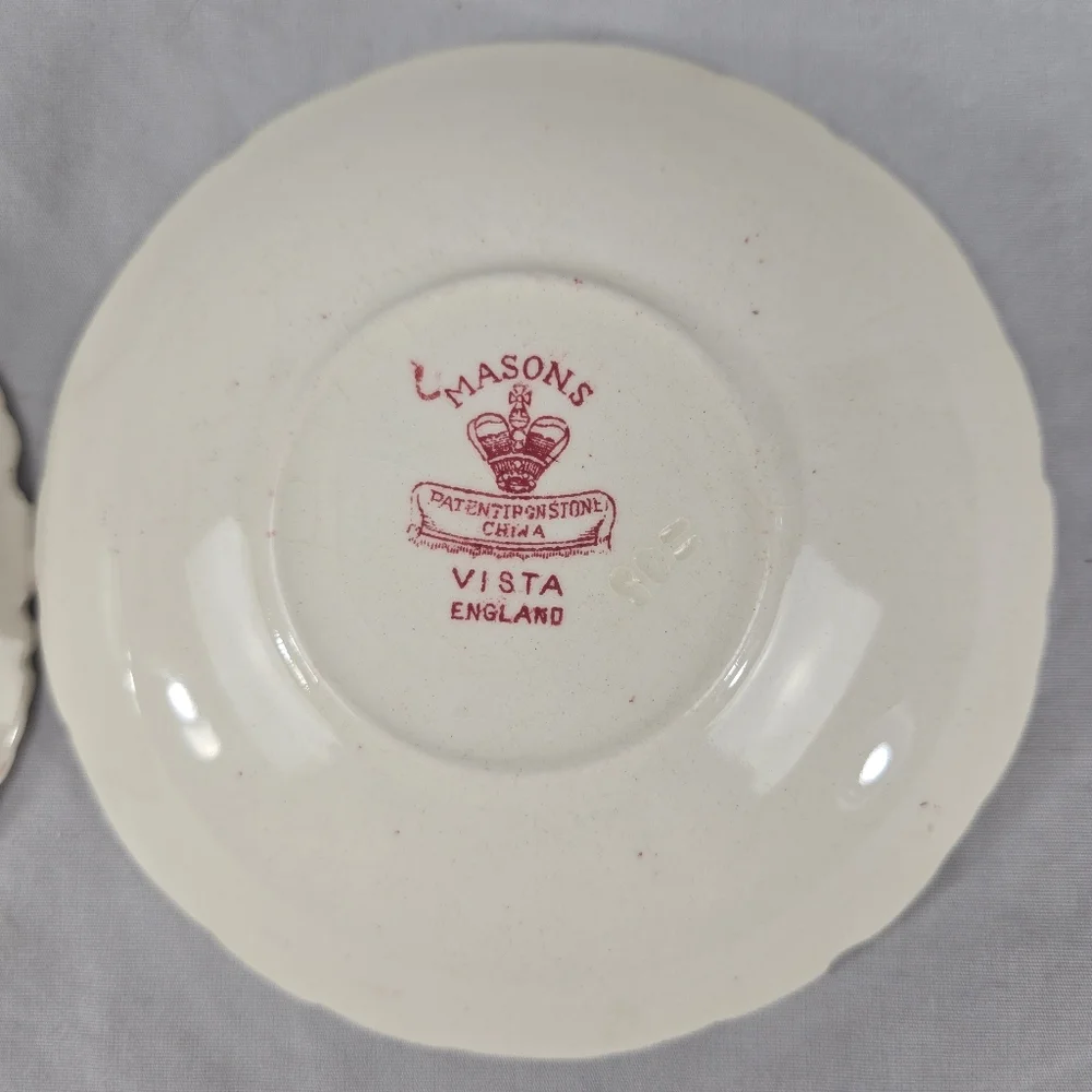 2 Mason's Patent Ironstone China Red Pattern Vista England 5